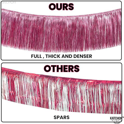 KatchOn, XtraLarge Pink Fringe Banner - 6.5 Ft,Pack of 2 | Fringe Garland for Birthday Party | Pink Streamers for Gender Reveal, Bachelorette Party Decorations | New Years Eve Decorations