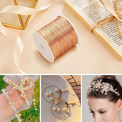 [328 Feet]28 Gauge Craft Wire Jewelry Wire 100M/0.3mm Rose Gold Plated Thin Brass Wire Soft Metal Wire Bulk for Jewelry Making