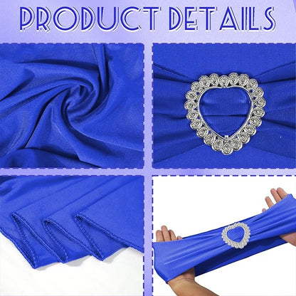 100PCS Spandex Stretch Royal Blue Chair Sashes Bows Universal Elastic Chair Cover Bands Ties with Buckle Slider for Wedding Party Ceremony Reception Event Banquet Decoration(Royal Blue)