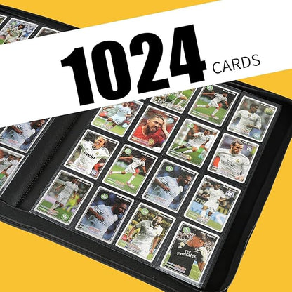 Premium Ringless Trading Card Binder - 1024 Capacity, 16 Side-Loading Pockets per Page, Archival Quality Protection & Anti-Slip Spine for TCG, MTG, Sports Cards (Gray)