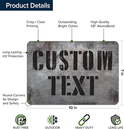 Custom Sign, Custom Street Sign, 11 Font Colors, 13 Font Styles, 4 Hole Options, 22 Sizes, 7x10 Inches, Rust Free DiBound, Fade Resistant, Made in USA by My Sign Center (Grunge Metal)