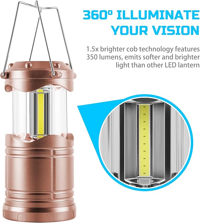 Lichamp LED Camping Lantern, 4 Pack Battery Powered Flashlight for Power Outages, Portable Collapsible Hanging Light Essential for Home, Outdoor, Emergency Lamp Survival Kit Gear for Hurricane,B4RG