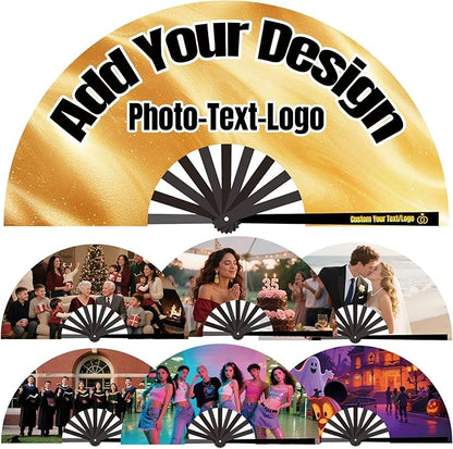 Custom Fans with Your Photo/Text - 13 Inch Personalized Folding Hand Fan for Line Dancing, Weddings, Parties | Decorative Gift for Women, Church Events & Dance Performances (80, 10 Inch)