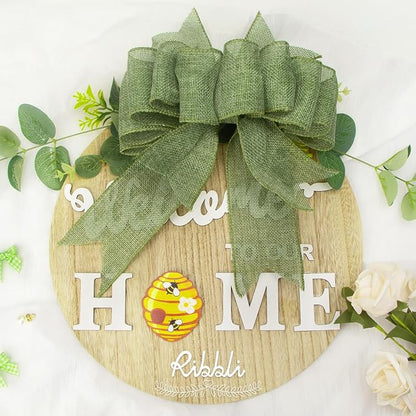 Ribbli Sage Green Burlap Wired Ribbon, 2-1/2” Inch x Continuous 20 Yard, Spring Moss Wired Ribbon for Wreaths,Big Bows,Tree Decoration,Outdoor Decoration