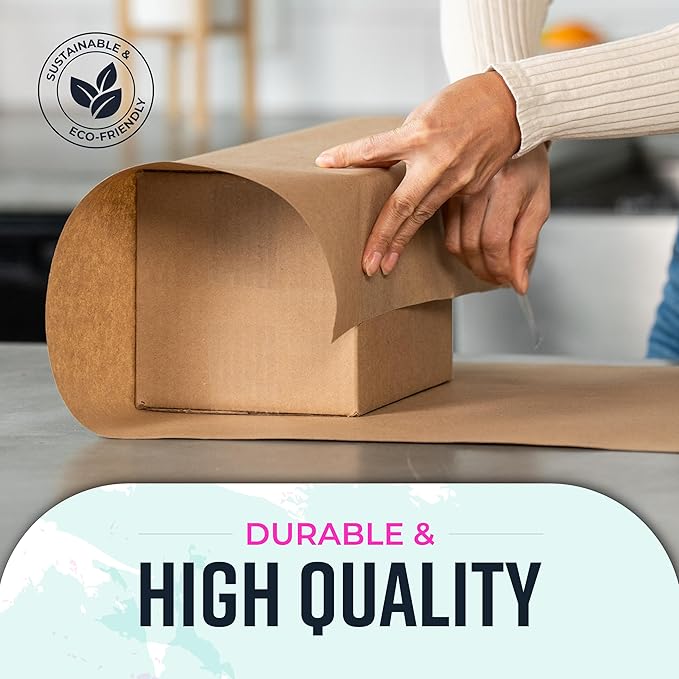 Bryco Goods (Pack of 2) Brown Kraft Packing Paper Rolls - 18" x 100' (1200”) - Moving Supplies, Gift Wrapping, Arts & Crafts, Bulletin Board Paper - Made in The USA
