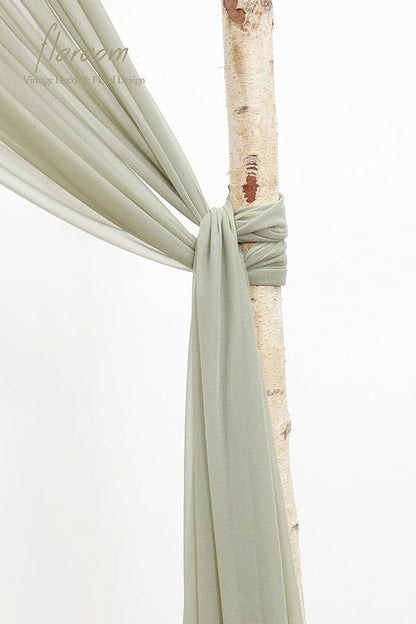 Floroom Wedding Arch Draping Fabric 2 Panels 20Ft Sage Green Chiffon Fabric Drapes Arbor Drapery Wedding Ceremony Reception Swag Decorations