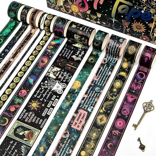 29 Rolls Washi Tape Set - Tarot Theme Decorative Masking Tape Colored Patterns, Vintage Adhesive Artists Tapes for Journaling Supplies, Diy Crafts, Scrapbooking, Junk Journal Supplies, School Supplies