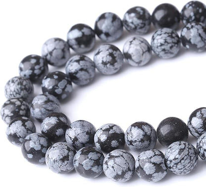 Snowflake Stone Beads for Jewelry Making DIY Craft Gemstone Beads Kit (12mm, 30pcs) Smooth Healing Crystal Beads for Bracelets, Necklaces, Home Decor