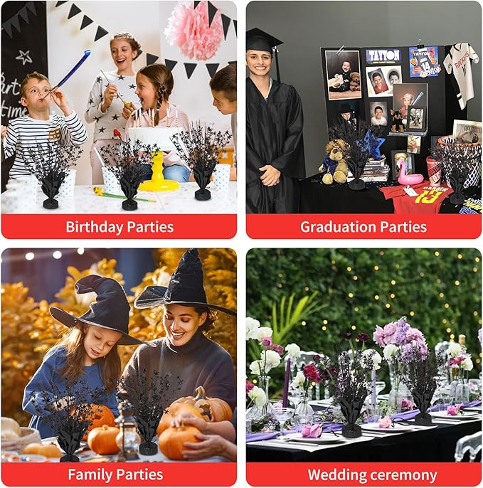 6 Pack Star Table Centerpieces for Party, Birthday Table Decorations for Kids Adults, Party Centerpieces for Tables for Wedding Baby Shower Graduation Holiday Event (Black)