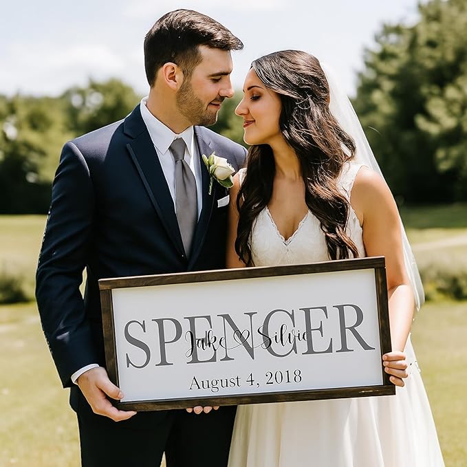 personalized wedding sign custom wedding sign marriage ceremony decorations Newlywed gifts personalized family name sign custom last name wall decor (FS05-Family Name)