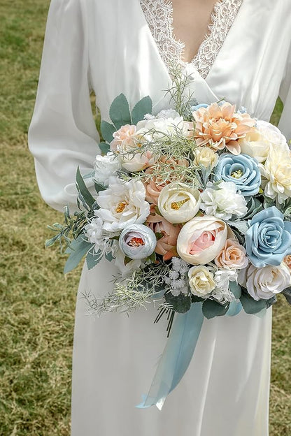 Serra Flora Artificial Flowers Box Set DIY Bouquets Centerpieces Faux Flowers Combo for Wedding Flowers with Leaves and Stems Floral Arrangements Bridal Baby Shower Home Decor