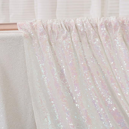 Poise3EHome 7FT x 7FT Iridescent Sequin Photography Backdrop Curtain for Party Decoration, Iridescent