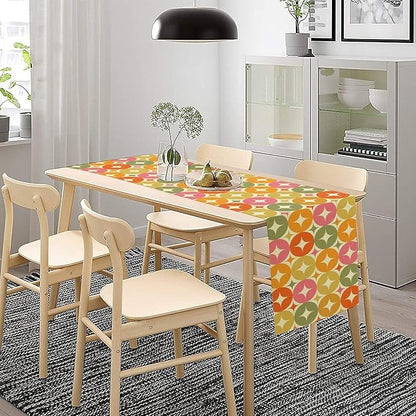 Mid Century Table Runner, Flag Retro Atomic Starburst 1950s Abstract Geometric Space Tabletop Decoration for Home Kitchen Restaurant Table Flag 13x120 Inch