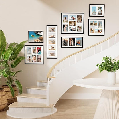 Vittanly 12x12 Collage Picture Frame, Displays 4Pcs 4x6 Pictures with Mat, Picture Frames Collage Wall Decor for Horizontal or Vertical Display, Black, 1 Pack