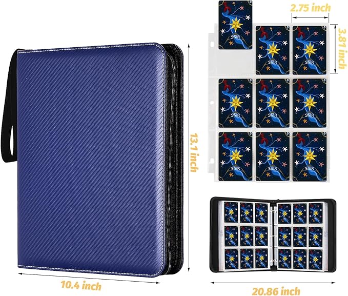 Trading Card Binder, Premium 9 Pocket Card Binder, 720 Double Sided Pocket PU Collection Binder, Collector Album, Card Holder for MTG, TCG, Sports Cards (Black)