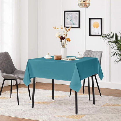 sancua Square Tablecloths 70x70 Inch, 2 Pack - Teal Fabric Table Cloth for Square or Round Tables, Washable Polyester Table Cover for Outdoor Party, Birthday, Decorative Display Tables