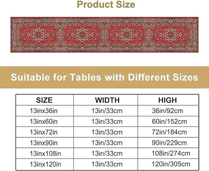 Vintage Boho Red Table Runner,Elegant Mid Century for Home Farmhouse Kitchen Table Dining Coffee Room Garden Party Wedding Decor 13x60in