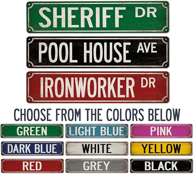 Custom Metal Sign Vintage Looking Personalized Signs - Made In USA - Custom Text Personalized Gifts For Men Gifts For Her Novelty Street Signs 104180016001