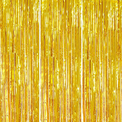 3 Pack Foil Fringe Backdrop - Gold Shiny Tinsel Curtains for Party Decoration/Photo Booth Props - 3.3x8.2 FT Metallic Foil Backdrop for Birthday, Wedding, Graduation, Christmas.