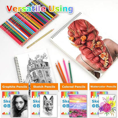 9" x 12" Sketch Book for Kids Adults, 1-Pack 50 Sheets Spiral Bound Art Sketchbook, Acid Free Artist Drawing Paper Pad for Beginners Artists, Kids Travel Essentials, Gifts for 6-14 Year Old Girl