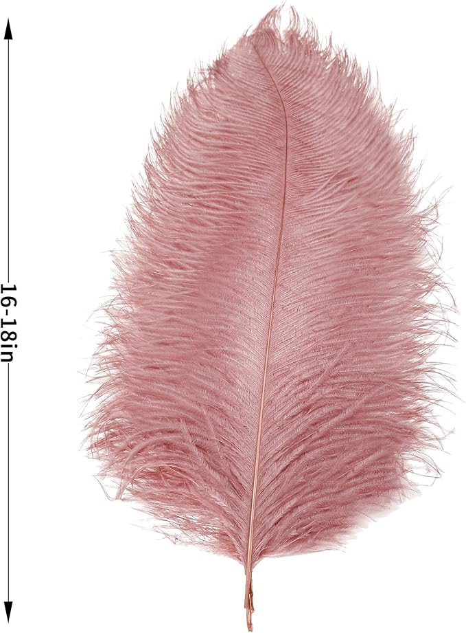 Larryhot Pink Ostrich Feathers Bulk- 16-18 inch 10pcs Feathers for Cfafts,Wedding Party Centerpieces, and Home Decorations (Lotus Pink)