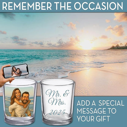 Funny Personalized Shot Glass 2.5oz, Custom Printed Picture Caricature Gift for Birthday, Bachelor Party, Customized Photo Cartoon Drinking Favor, Gag Gift For Men Women
