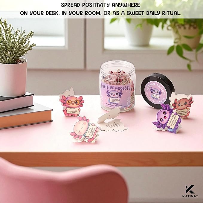 Positive Axolotl Jar – Cute Axolotl Gifts for Teens, Tweens, Daughter, Students – Back to School Gift for Kids, Granddaughter, Niece – Gifts for Teenage Girls, Tween Girls Trendy Stuff