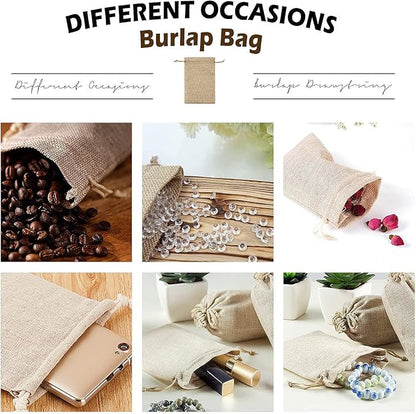 ANPHSIN 75 Pcs Small Burlap Gift Bags with Drawstring - 5.4" x 3.7" Burlap Favor Sacks, Mini Gift Wrapping Bags for Wedding Baby Shower Classmates Festival Party Favors, DIY Craft