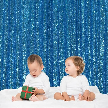 Eternal Beauty Turquoise Sequin Backdrop, 8x10 Ft Glitter Background Curtains for Shimmer Photography Party Wedding Birthday Back Drop Decor