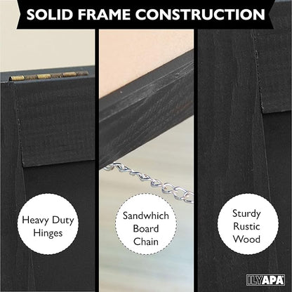 Ilyapa Wooden A-Frame Sign with Eraser & Chalk - 21 x 30 Inches Magnetic Sidewalk Chalkboard – Black Menu Display for Restaurant, Business or Wedding