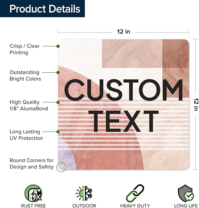 Custom Sign, Custom Street Sign, 11 Font Colors, 13 Font Styles, 4 Hole Options, 22 Sizes, 12x12 Inches, Rust Free DiBound, Fade Resistant, Made in USA by My Sign Center (Mid-Century Modern 1)