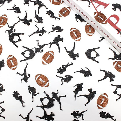 200PC Football Confetti for Table,Football Party Decorations for 1st Year Down Birthday Baby Shower Sport Party Decor,Glitter Football Players Shaped Table Scatters