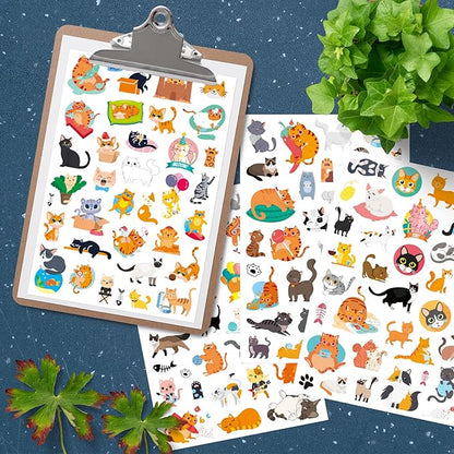 Cute Cat Stickers Kitty Decal Sticker 685 Counts Party Gifts Goodie Bags Decor Reward Animal Birthday Party Favors Vinyl Waterproof Cat Water Bottle Laptop Stickers Invitation Decor