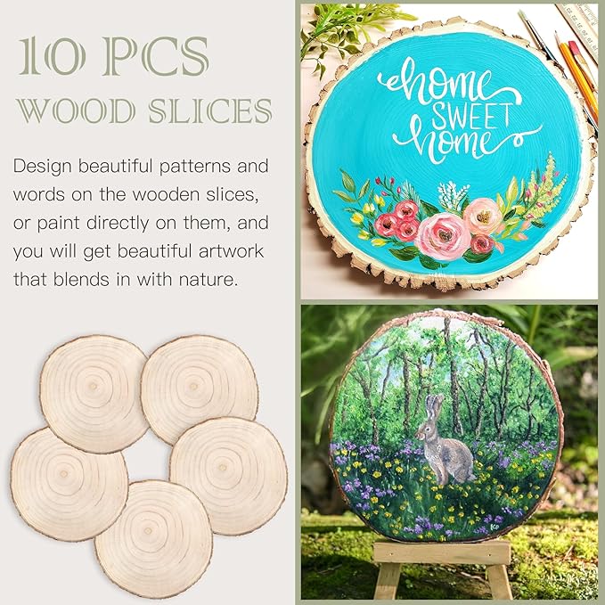 ZOCONE 10 Pcs Large Wood Slices 11-13 Inches Unfinished Rounds, Natural Paulownia Wooden Slices for Centerpieces, Round Wooden Discs Decoration for Rustic Wedding, Wood Centerpieces for Tables