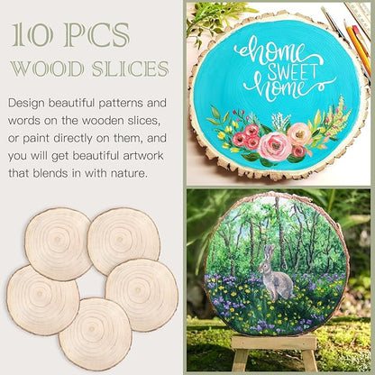 ZOCONE 10 Pcs Large Wood Slices 11-13 Inches Unfinished Rounds, Natural Paulownia Wooden Slices for Centerpieces, Round Wooden Discs Decoration for Rustic Wedding, Wood Centerpieces for Tables