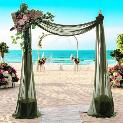 MDS Halloween Chiffon Draping Fabric - 1 Panel, 30" Wide x 20ft Long - Sheer Spooky Arbor & Canopy Drapery for Haunted House Backdrops, Party Ceilings, DIY Costumes & Themed Events - Olive Green