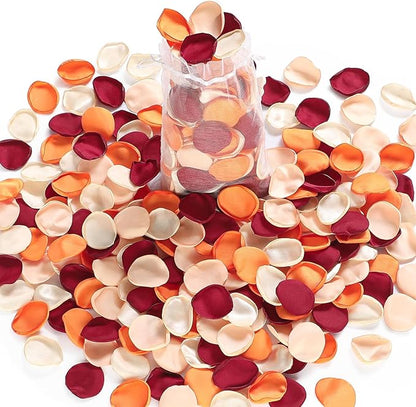 Alecono 400 pcs Silk Rose Petals, Faux Rose Flower Petals for Wedding Flower Girl, Orange Fall Fake Silk Petals Artificial Flower Petals for Bridal Shower