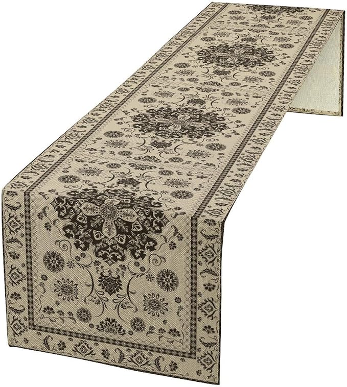 Boho Vintage Elegant Table Runner Farmhouse for Home Farmhouse Kitchen Table Dining Coffee Room Garden Party Wedding Decor 13x36in