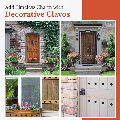 50 Pack 1.5" Round Head Iron Clavos Decorative Nails – Sealed Unfinished – Handmade Rustic Round Fasteners for Farmhouse Shutters, Faux Wood, Barn Doors, Shutters, Gates – Ornamental Wood Accent