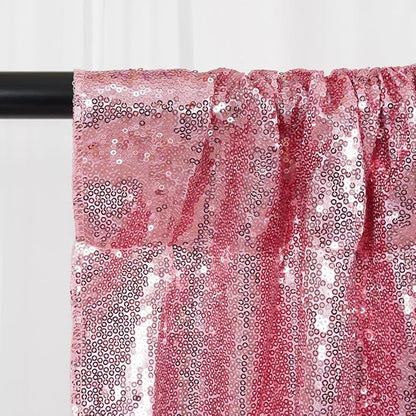 SquarePie Sequin Backdrop Curtain Not See Through Thick Glitter Background for Party 8FT x 8FT Fuchsia Pink