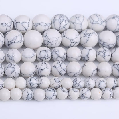 White Turquoise Stone Beads Gemstone Round Crystal Energy Jade Beads Stone Beads for Jewelry Making DIY Bracelet Necklace Jewelry Making 1 Strand 15.5inch 31PCS 12MM