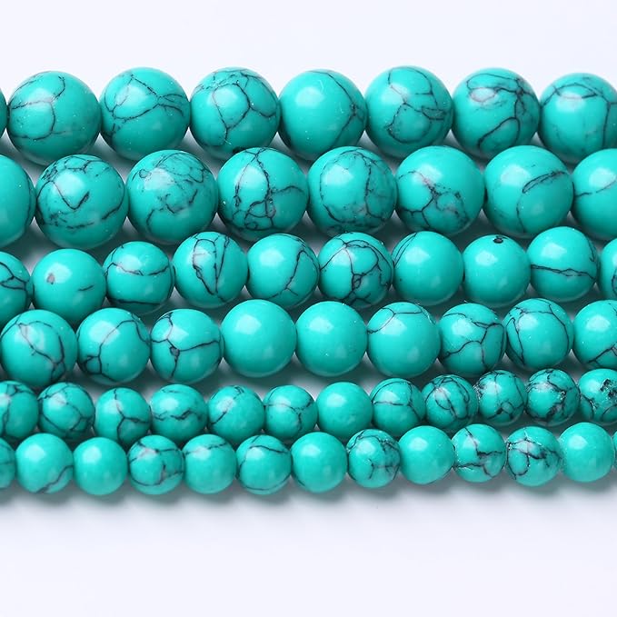 Natural Turquoise Stone Beads Gemstone Round Crystal Energy Jade Stone Beads for Jewelry Making DIY Bracelet Necklace Jewelry Making 1 Strand 15.5inch 90PCS 4MM