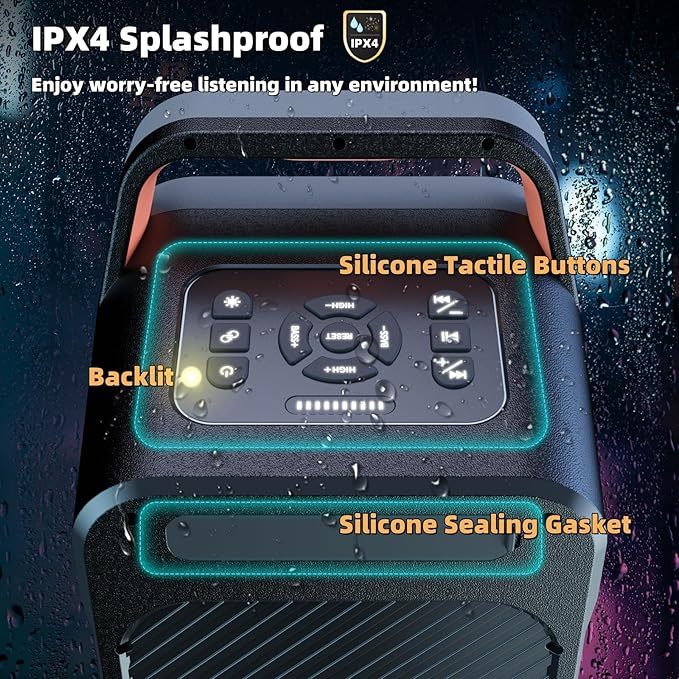Portable Bluetooth Speaker: 240W Peak Powerful Loud Sound Deep Bass Wireless Boombox Large Subwoofer 15 Hours Battery Life Fast Charging with Led Light Show for Party Outdoor Camping Backyard