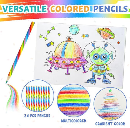 ZMLM 24 Activity Books Party Favors for Kids - Bulk 24 Colored Pencils Mini Coloring Books for Kids 4-8 8-12 Birthday Goodie Bags Stuffers Return Gifts Classroom School Game Prizes Travel(Classic)