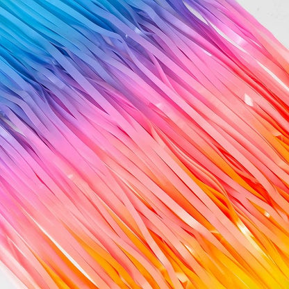 BRAVESHINE Colourful Tinsel Foil Fringe Curtains - 2Pcs 3.2x8.2ft Holidays Photo Booths Party Streamers Backdrop for Easter Princess Pastel Unicorn Birthdays Christmas Bridal Shower Party Decorations