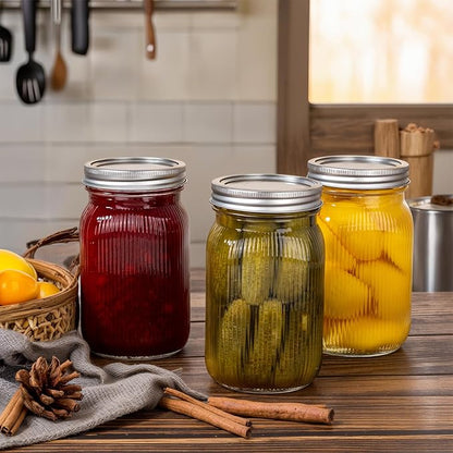 WELLIFE Large Mason Jars,4 Pcs Wide Mouth Mason Jars 32 Oz for Food Storage, Overnight Oats,Honey,Sauces,Meal Prep,Salad,Yogurt