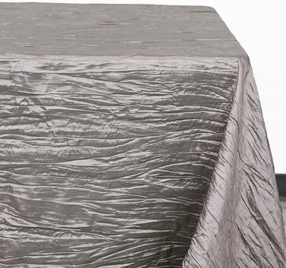 YOUR CHAIR COVERS - 90 x 132 Inch - 6 ft Dark Silver/Platinum Rectangular Crinkle Taffeta Tablecloth – Elegant Table Linen for Banquet Tables, Weddings & Events