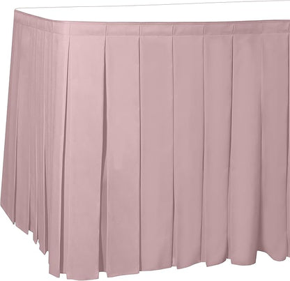 Ultimate Textile Pleat Polyester Fabric Table Skirt - Machine Washable Flame Resistant with Clips for Events, Weddings & Trade Shows, Cut & Sewn in Paterson, NJ - Light Pink, 14' Box Pleat