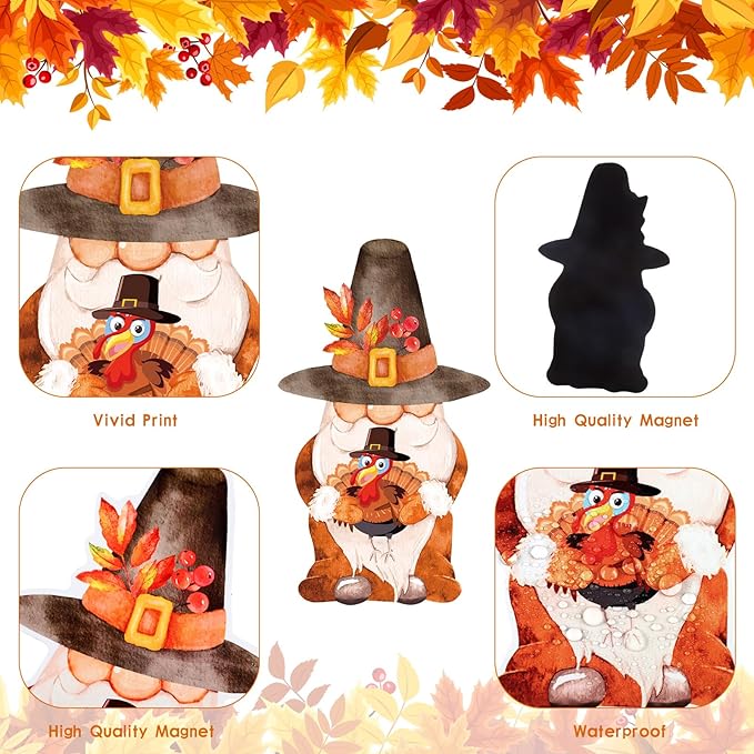 25 Pieces Thanksgiving Harvest Decoration Magnets for Refrigerator, Decorative Magnetic Fridge Stickers, Magnet Fall Autumn Signs Holiday Ornaments for Dishwasher Garage Door Kitchen Mailbox