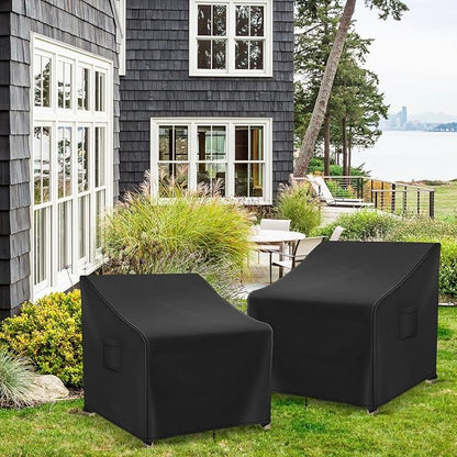 Patio Furniture Covers Waterproof for Chairs, Lawn Outdoor Chair Covers 2 Pack, Patio Chair Covers for Outdoor Furniture Fits up to 33W x 34D x 31H inches, Black